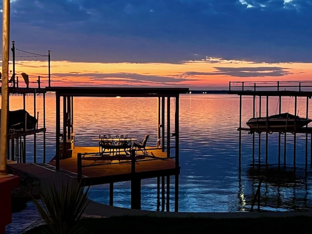 view of dock featuring a water view