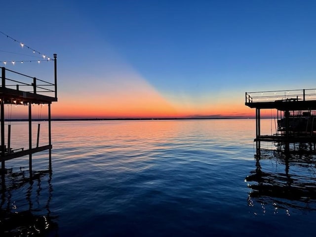 view of dock featuring a water view