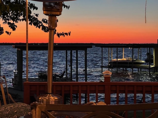 dock area featuring a water view