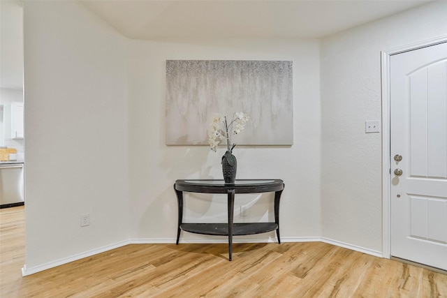 entryway with hardwood / wood-style flooring