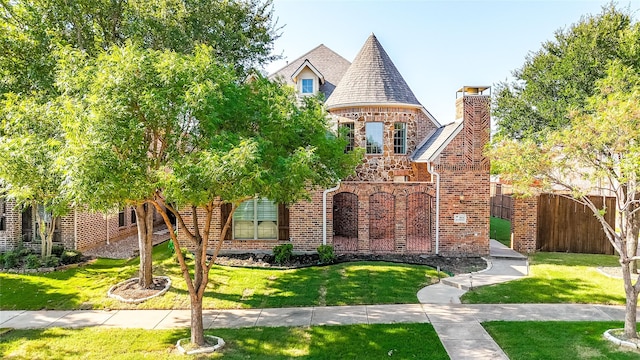 view of front of property with a front lawn