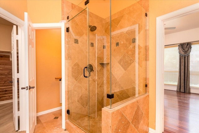 3108 Fernhurst Dr, Richardson, TX 75082 - bathroom featuring a shower stall and baseboards