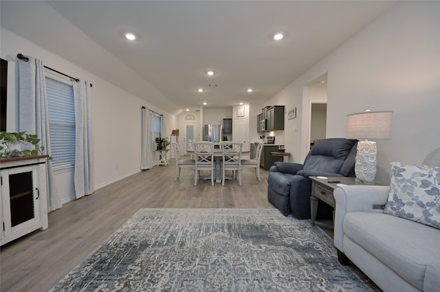 living room featuring light wood-type flooring