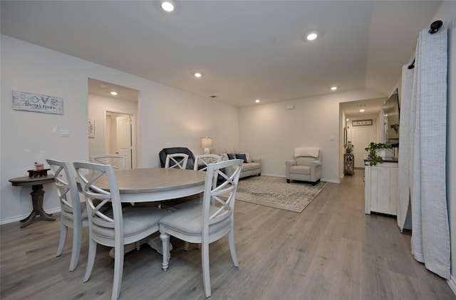 dining space featuring light hardwood / wood-style flooring