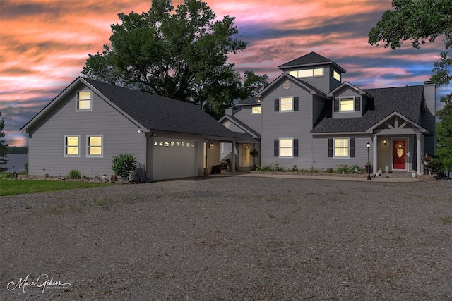 view of front property with a garage