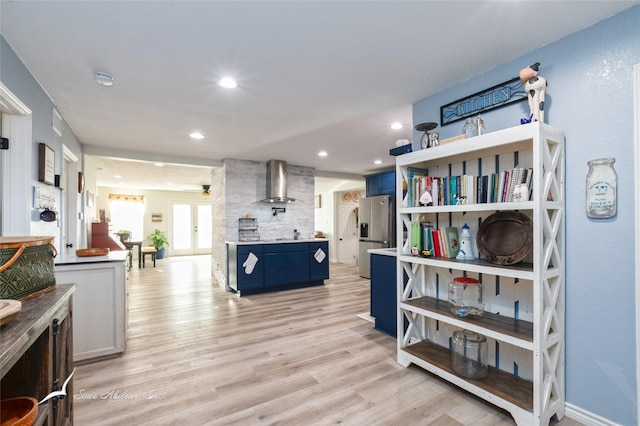 interior space with light hardwood / wood-style floors