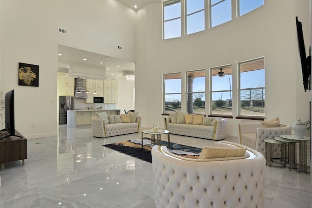 living room featuring plenty of natural light