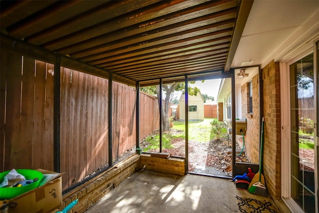 view of unfurnished sunroom