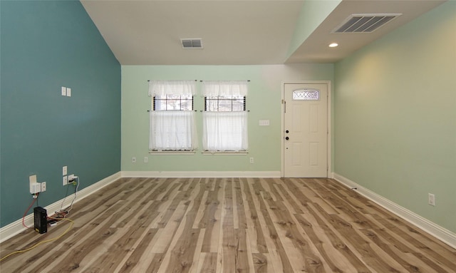 entryway with wood-type flooring