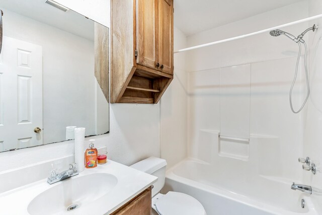 128 Black Forest Dr, Weatherford, TX 76086 - bathroom featuring toilet, vanity, shower / bath combination, and visible vents