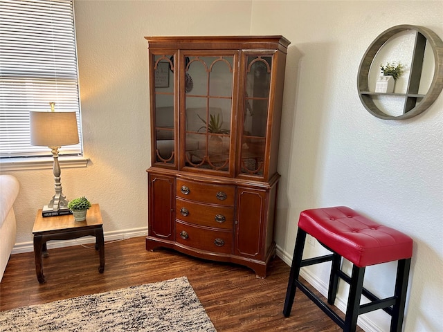 128 Black Forest Dr, Weatherford, TX 76086 - living area featuring baseboards and dark wood-style flooring