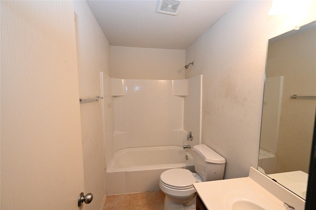 full bathroom featuring tile patterned floors, vanity, toilet, and shower / bath combination