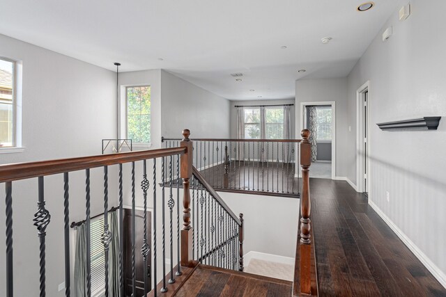 hallway with dark hardwood / wood-style floors