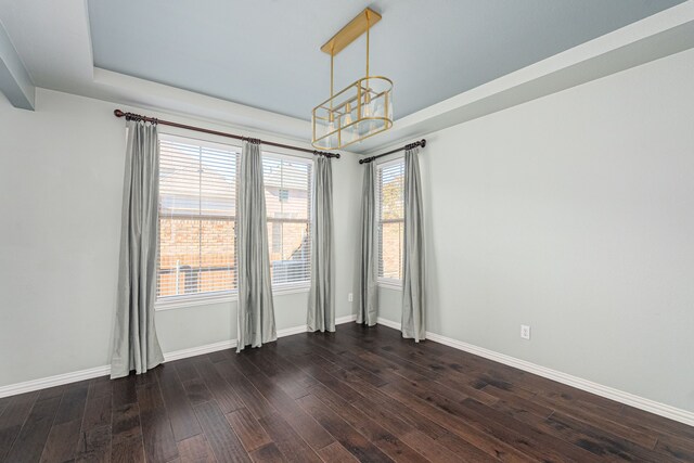 spare room with dark hardwood / wood-style floors