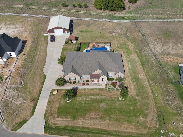 drone / aerial view with a rural view