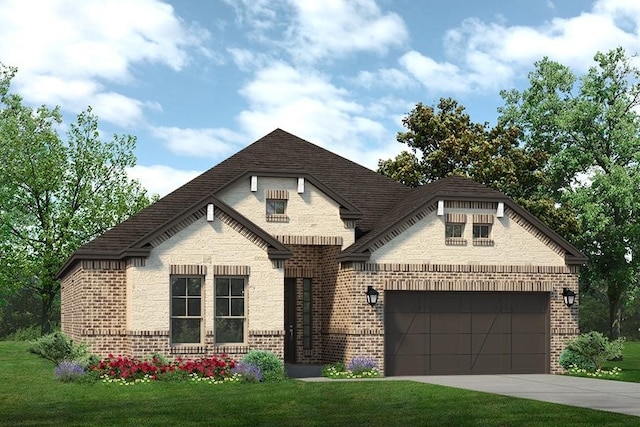 view of front facade featuring a garage and a front yard