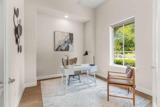 office featuring light hardwood / wood-style floors