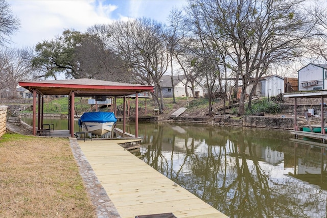 view of dock featuring a water view