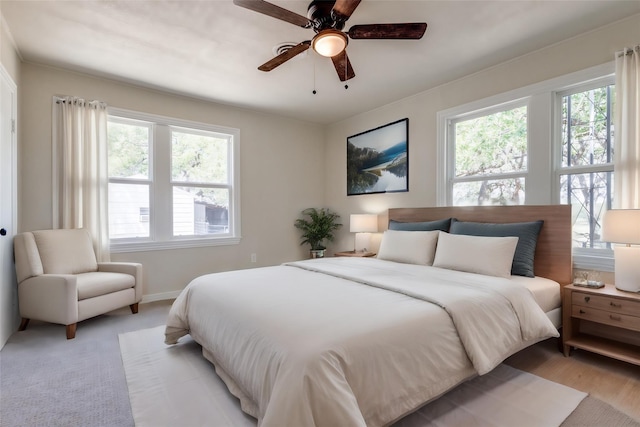 bedroom featuring ceiling fan