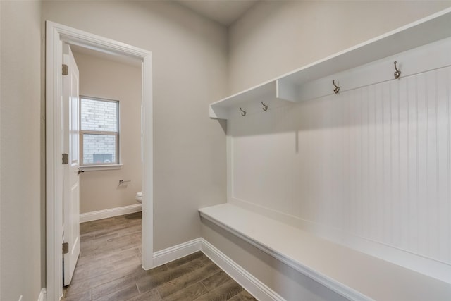 mudroom with dark wood-type flooring