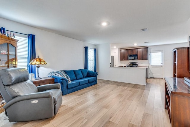 living room featuring light hardwood / wood-style floors