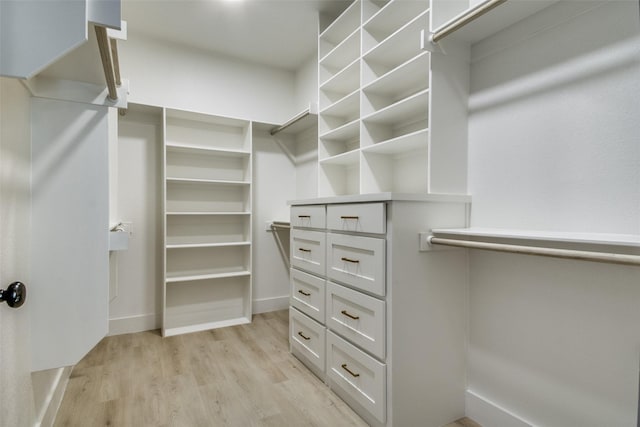 walk in closet featuring light wood-type flooring