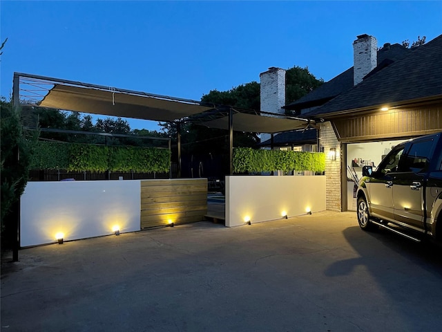 exterior space featuring a garage