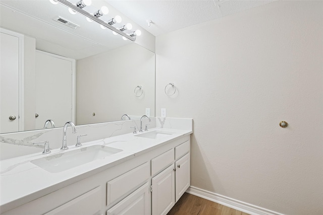 bathroom featuring vanity and wood-type flooring