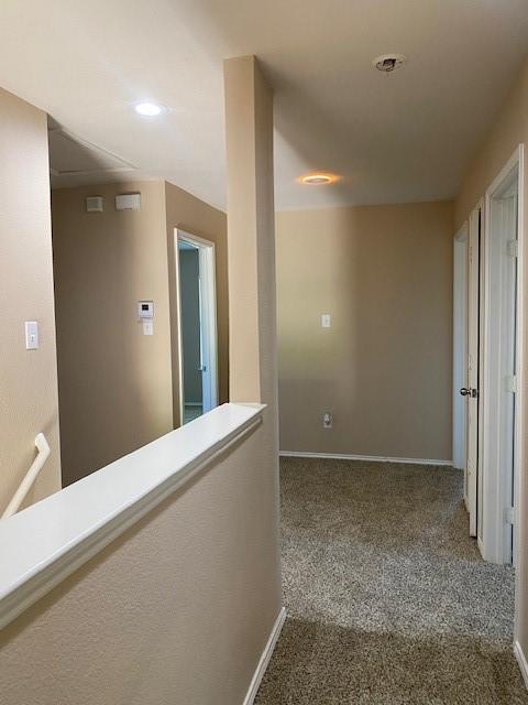 14029 Coyote Trl, Fort Worth, TX 76052 - hallway featuring baseboards, recessed lighting, and carpet floors