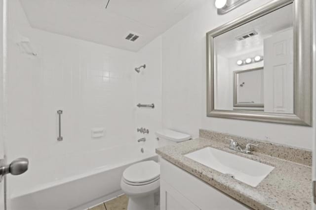 full bathroom with vanity, shower / bathing tub combination, tile patterned floors, and toilet