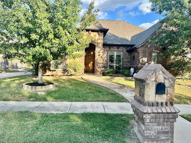 view of front facade featuring a front yard