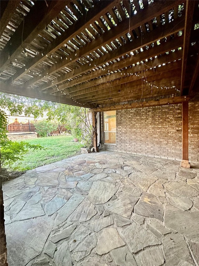 view of patio featuring a pergola