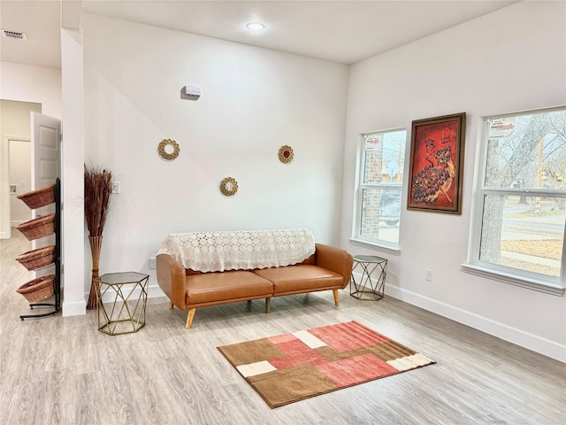 living area featuring hardwood / wood-style flooring