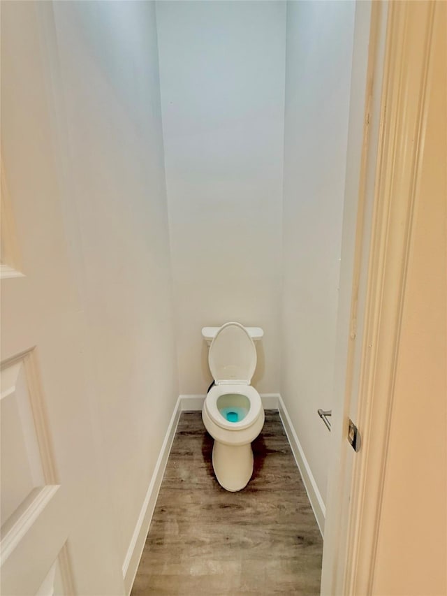 bathroom featuring hardwood / wood-style flooring and toilet