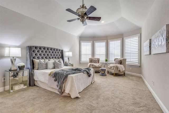 bedroom featuring ceiling fan and carpet