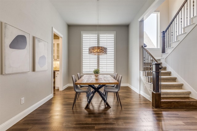 dining room with dark hardwood / wood-style flooring