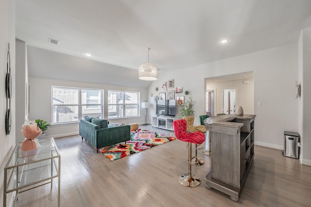 living room with hardwood / wood-style floors