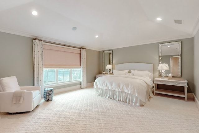 bedroom featuring crown molding