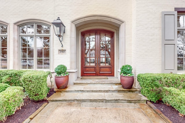 doorway to property with french doors