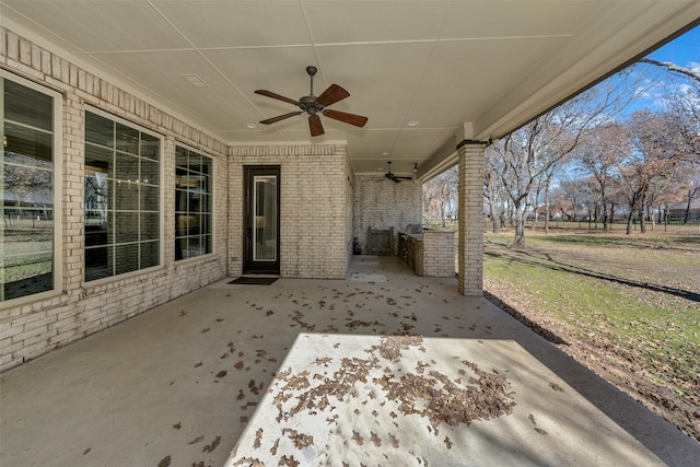 view of patio / terrace with ceiling fan