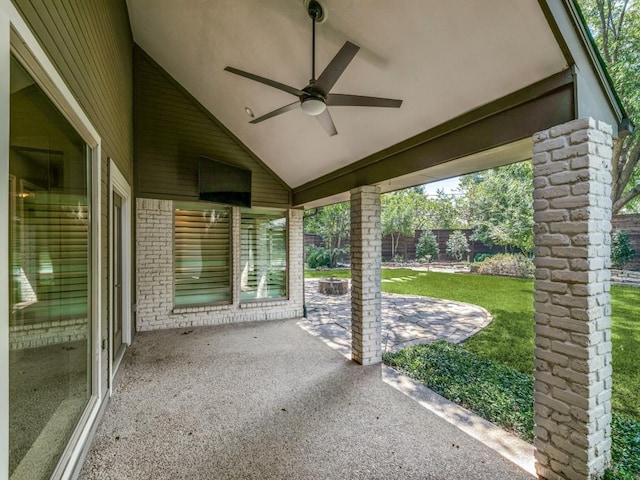 view of patio / terrace featuring ceiling fan