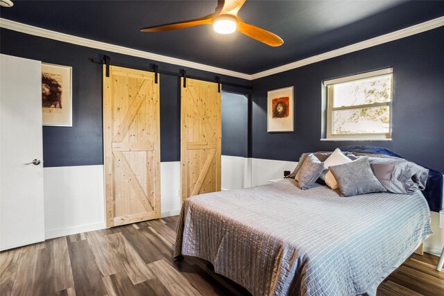 home office featuring crown molding and hardwood / wood-style floors