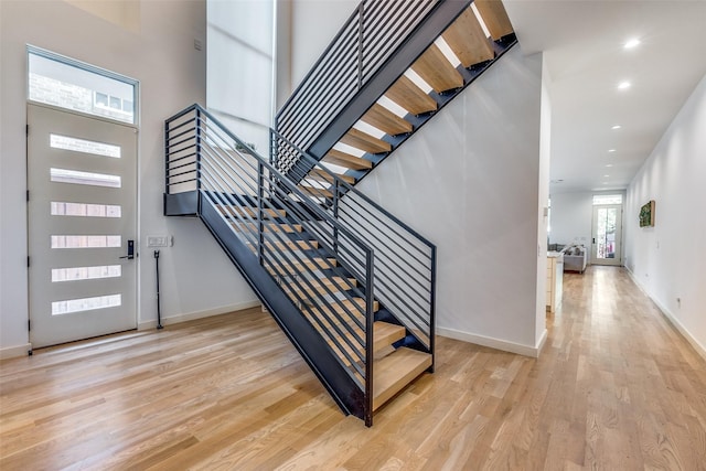 foyer featuring light wood-type flooring