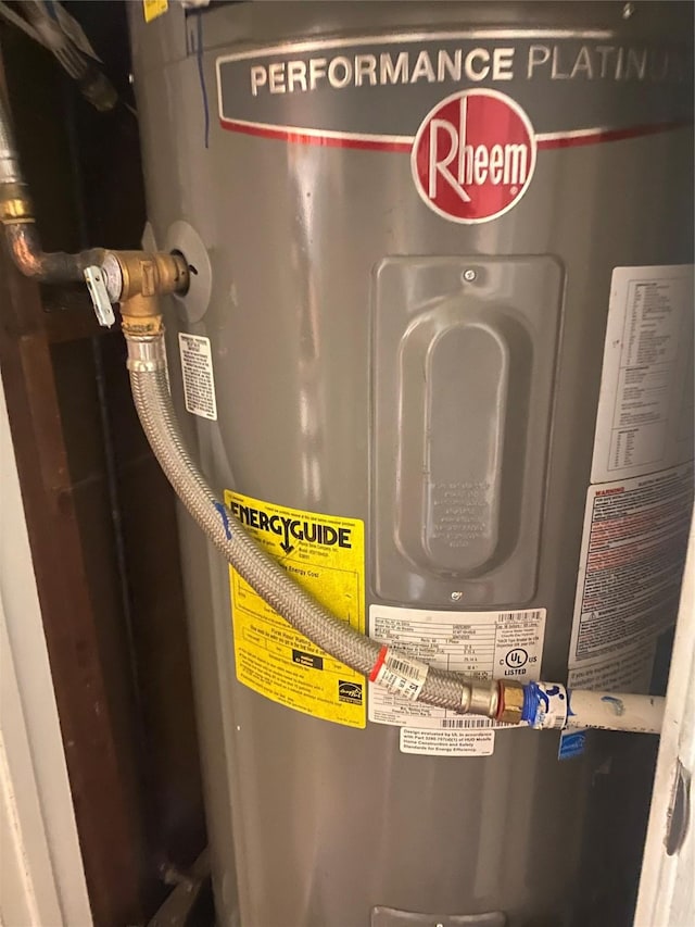 utility room featuring water heater