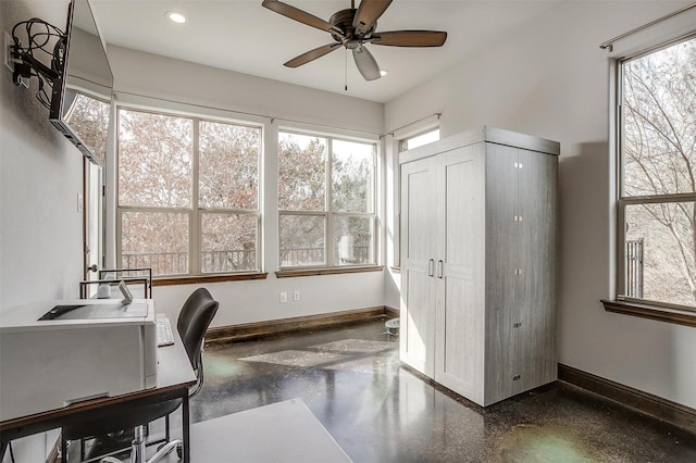 office area featuring ceiling fan