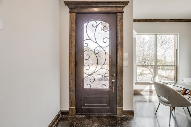 entryway with concrete flooring