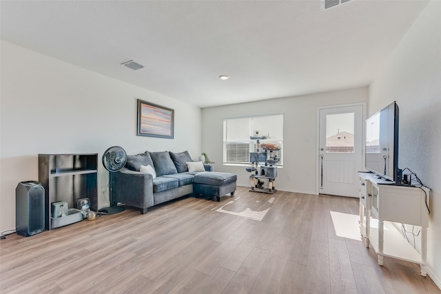 living room with light wood-type flooring