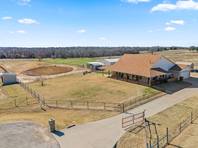 bird's eye view featuring a rural view