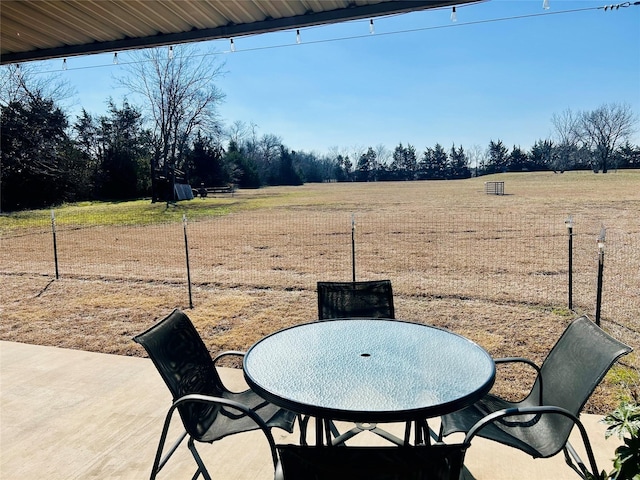 view of patio featuring a rural view