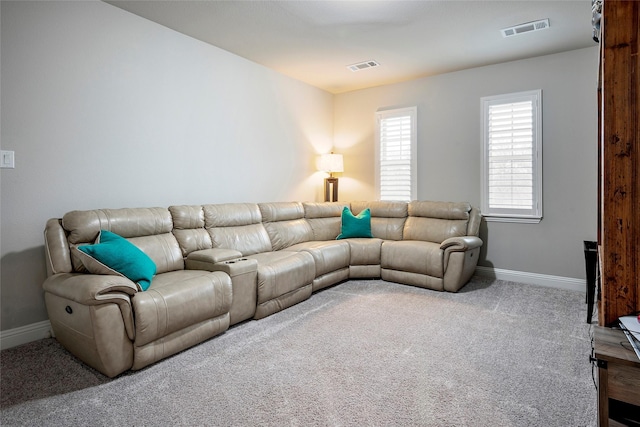 living room featuring carpet flooring